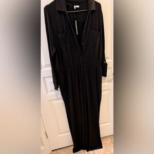 Chico's Classic Black Long Sleeve belted jumpsuit